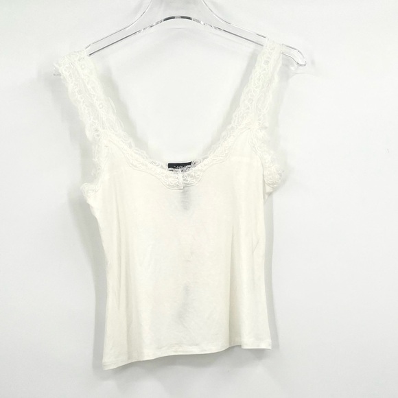 Aqua Knit Lace Trim Camisole Top in White NWT - Picture 2 of 9